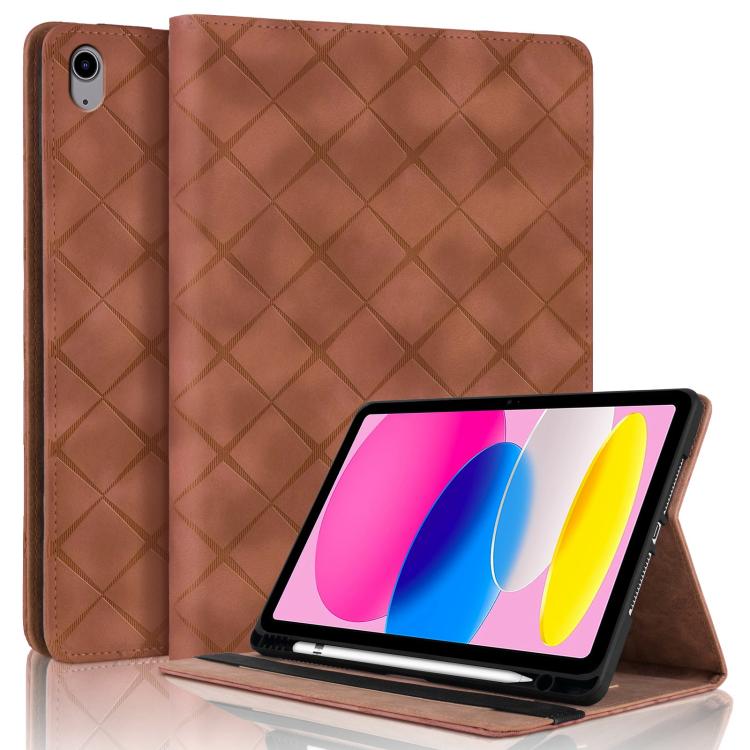 Rhombus Embossed Leather Smart Tablet Case