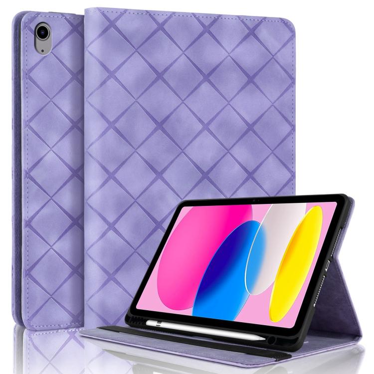 Rhombus Embossed Leather Smart Tablet Case