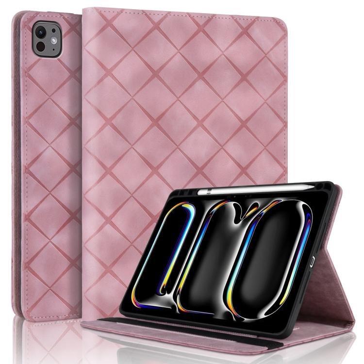 Rhombus Embossed Leather Smart Tablet Case