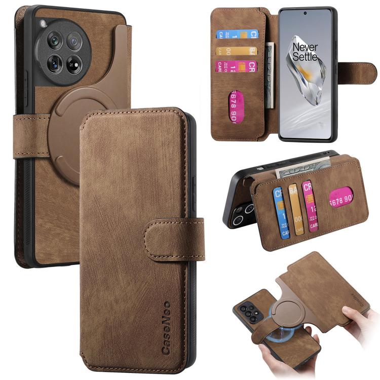 CaseNeo MagSafe RFID Anti-theft Retro Leather Phone Case, For OnePlus 13, For OnePlus 12