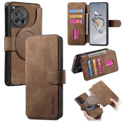 CaseNeo MagSafe RFID Anti-theft Retro Leather Phone Case, For OnePlus 13, For OnePlus 12