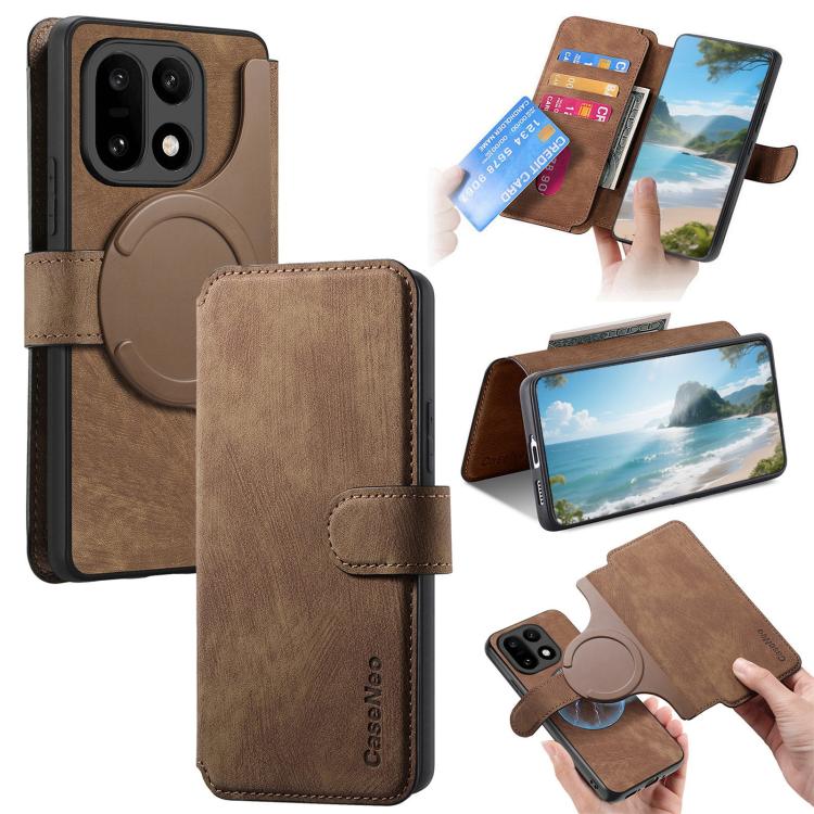 CaseNeo MagSafe RFID Anti-theft Retro Leather Phone Case, For OnePlus 15T, For OnePlus Ace 6 / 6T, For OnePlus 15, For OnePlus Ace 5