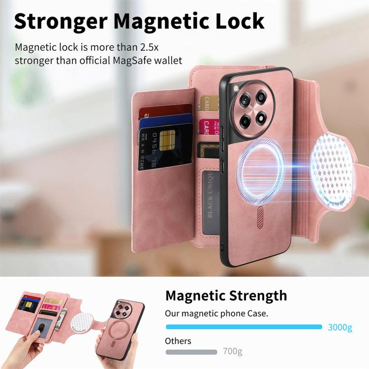 Ring Zipper Wallet RFID Blocking MagSafe Leather Phone Case, For OnePlus 12R  5G / Ace 3