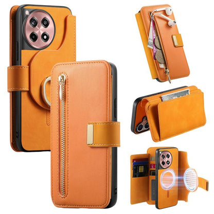 Ring Zipper Wallet RFID Blocking MagSafe Leather Phone Case, For OnePlus 12R  5G / Ace 3