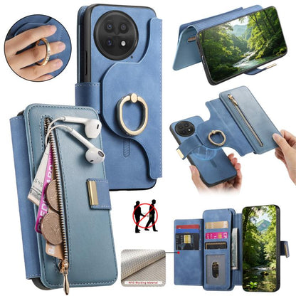 Ring Zipper Wallet RFID Blocking MagSafe Leather Phone Case, For OnePlus 15T, For OnePlus Ace 5 / 5 Pro, For OnePlus 13