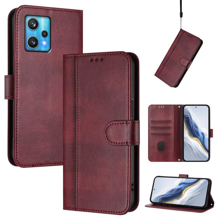 Line Splicing Buckle Retro Leather Phone Case, For Realme C30 4G / C30s / Narzo 50i Prime, For Realme GT Neo 3T, For Realme 9 Pro+ 5G / 9 4G Global