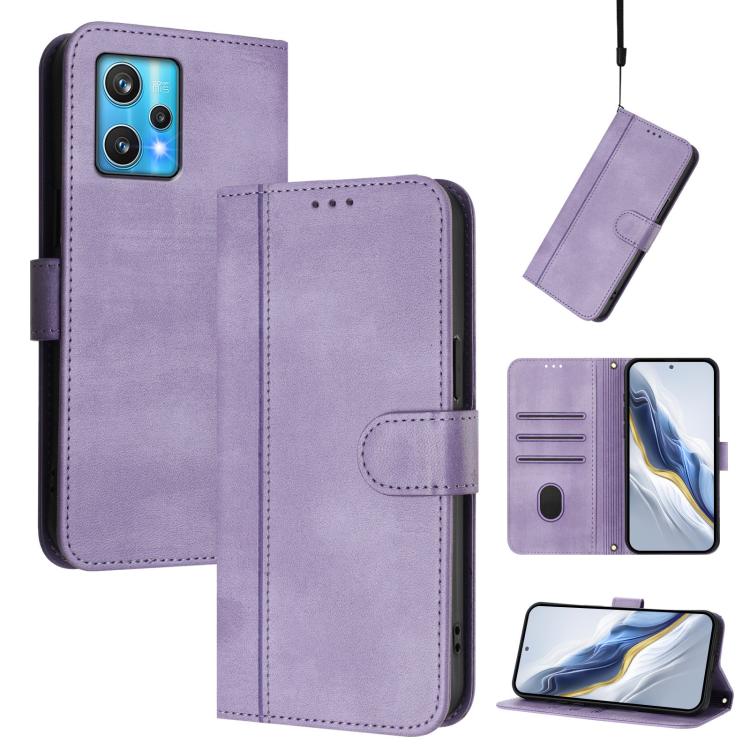 Line Splicing Buckle Retro Leather Phone Case, For Realme C30 4G / C30s / Narzo 50i Prime, For Realme GT Neo 3T, For Realme 9 Pro+ 5G / 9 4G Global