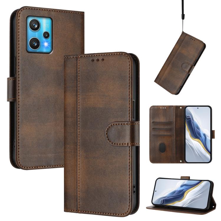 Line Splicing Buckle Retro Leather Phone Case, For Realme C30 4G / C30s / Narzo 50i Prime, For Realme GT Neo 3T, For Realme 9 Pro+ 5G / 9 4G Global