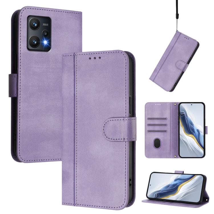 Line Splicing Buckle Retro Leather Phone Case, For Realme GT Neo 3, For Realme 9 Pro 5G Global / 9 5G EU Version, For Realme C20 / C11 2021 / C21