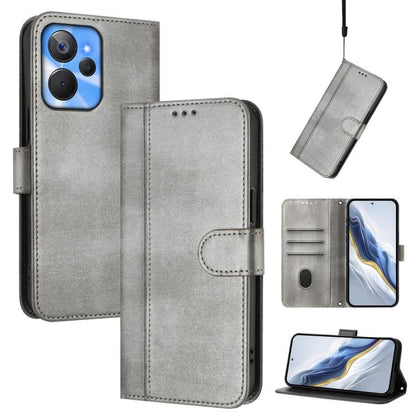 Line Splicing Buckle Retro Leather Phone Case, For Realme C33 2023 / 2022, For Realme 10T 5G / 10s 5G / 9i 5G Indian, For Realme GT3 5G / GT Neo 5 240W