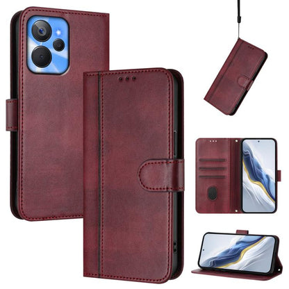 Line Splicing Buckle Retro Leather Phone Case, For Realme C33 2023 / 2022, For Realme 10T 5G / 10s 5G / 9i 5G Indian, For Realme GT3 5G / GT Neo 5 240W