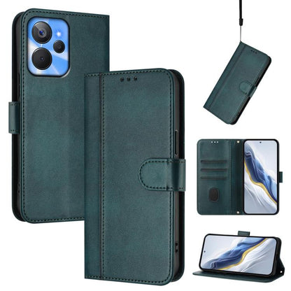 Line Splicing Buckle Retro Leather Phone Case, For Realme C33 2023 / 2022, For Realme 10T 5G / 10s 5G / 9i 5G Indian, For Realme GT3 5G / GT Neo 5 240W