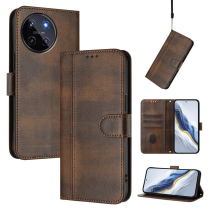 Line Splicing Buckle Retro Leather Phone Case, For Realme 11 5G Global / C67 5G India, For Realme 11 4G Global, For Realme GT5 240W / GT5