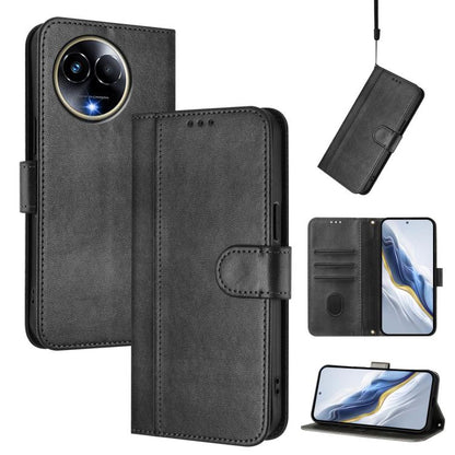 Line Splicing Buckle Retro Leather Phone Case, For Realme 11 5G Global / C67 5G India, For Realme 11 4G Global, For Realme GT5 240W / GT5