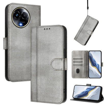Line Splicing Buckle Retro Leather Phone Case, For Realme 11 5G Global / C67 5G India, For Realme 11 4G Global, For Realme GT5 240W / GT5