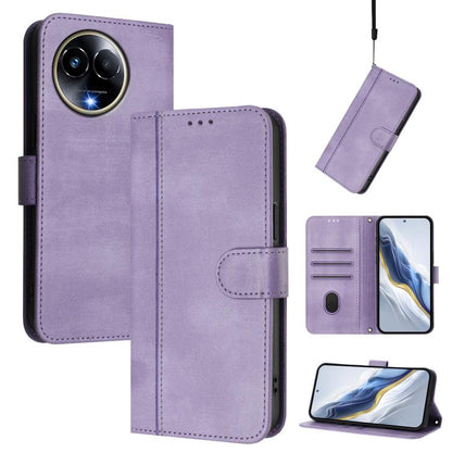 Line Splicing Buckle Retro Leather Phone Case, For Realme 11 5G Global / C67 5G India, For Realme 11 4G Global, For Realme GT5 240W / GT5