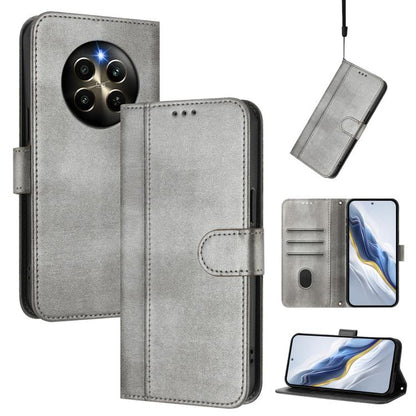 Line Splicing Buckle Retro Leather Phone Case, For Realme C67 4G / 12 Lite 4G Global, For Realme 12 Pro 5G / 12 Pro+ 5G Global, For Realme C53 4G Global / C51 4G