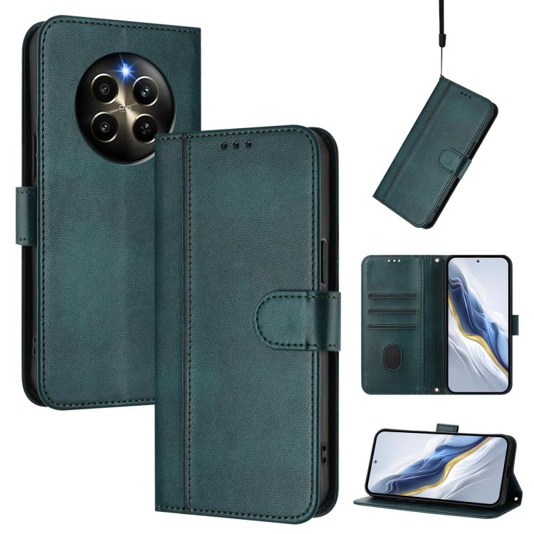 Line Splicing Buckle Retro Leather Phone Case, For Realme C67 4G / 12 Lite 4G Global, For Realme 12 Pro 5G / 12 Pro+ 5G Global, For Realme C53 4G Global / C51 4G