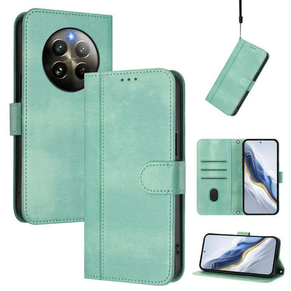Line Splicing Buckle Retro Leather Phone Case, For Realme 13 4G / 12 4G / P1 5G Global, For Realme C61 4G / C63 4G Global, For Realme 13+ 5G Global