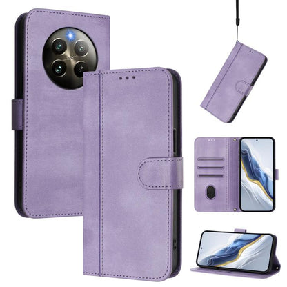 Line Splicing Buckle Retro Leather Phone Case, For Realme 13 4G / 12 4G / P1 5G Global, For Realme C61 4G / C63 4G Global, For Realme 13+ 5G Global