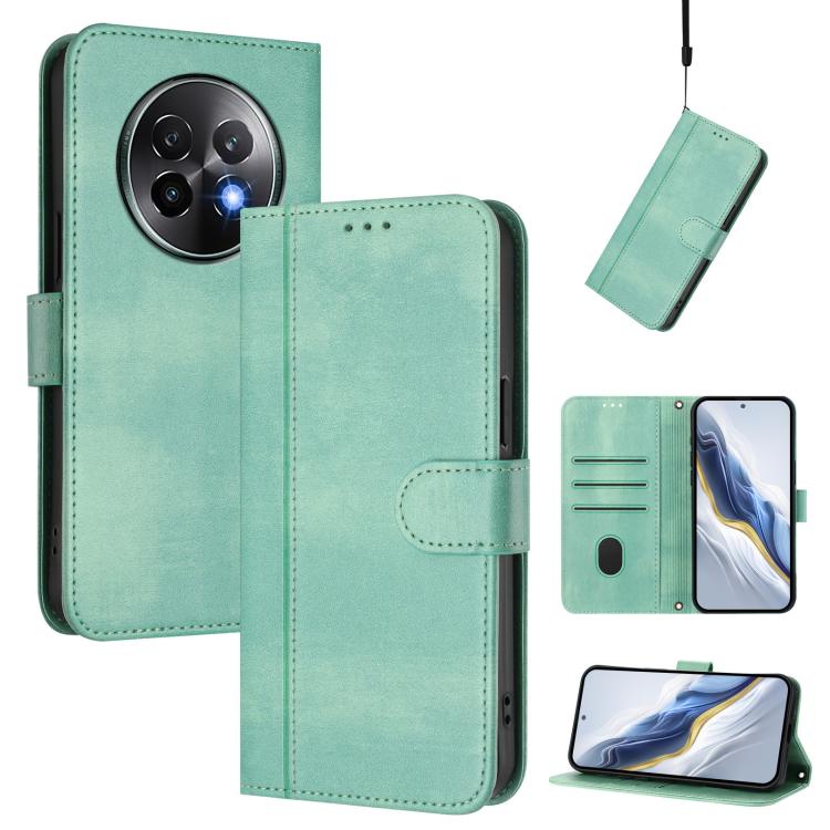 Line Splicing Buckle Retro Leather Phone Case, For Realme 13 4G / 12 4G / P1 5G Global, For Realme C61 4G / C63 4G Global, For Realme 13+ 5G Global