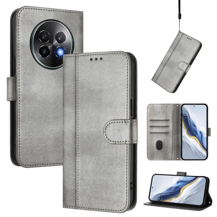 Line Splicing Buckle Retro Leather Phone Case, For Realme 13 4G / 12 4G / P1 5G Global, For Realme C61 4G / C63 4G Global, For Realme 13+ 5G Global