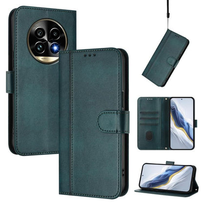 Line Splicing Buckle Retro Leather Phone Case, For Realme 13 Pro 5G / 13 Pro+ 5G Global, For Realme Note 60 4G Global / C61 4G India, For Realme GT 6 5G / GT 6T 5G Global