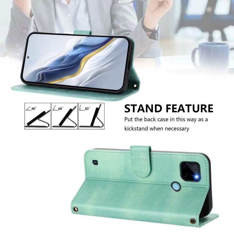 Line Splicing Buckle Retro Leather Phone Case, For Realme C21Y, For Realme C25 / C15 / C12 / C25s, For Realme GT 5G / GT Neo 5G