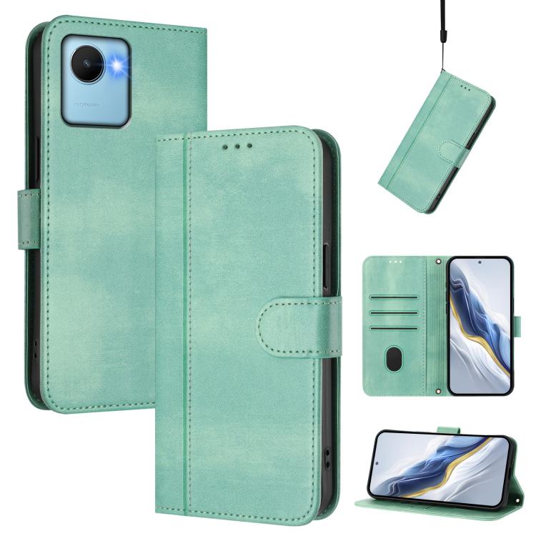 Line Splicing Buckle Retro Leather Phone Case, For Realme C30 4G / C30s / Narzo 50i Prime, For Realme GT Neo 3T, For Realme 9 Pro+ 5G / 9 4G Global