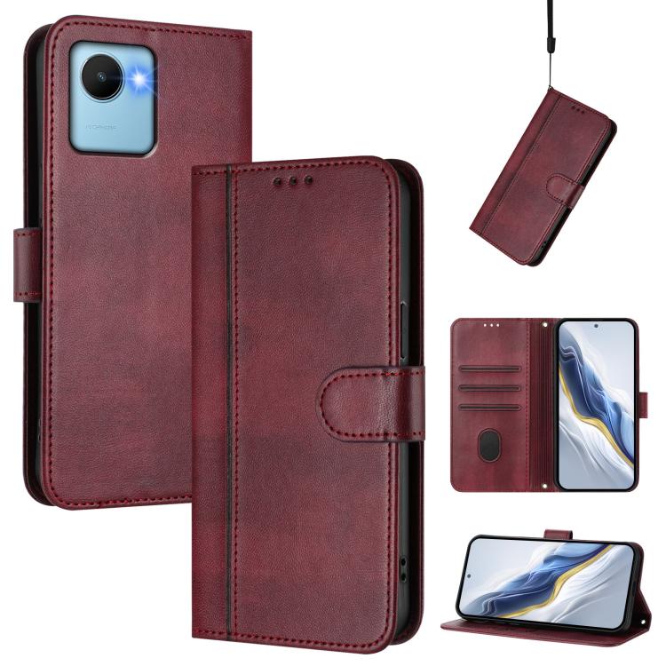 Line Splicing Buckle Retro Leather Phone Case, For Realme C30 4G / C30s / Narzo 50i Prime, For Realme GT Neo 3T, For Realme 9 Pro+ 5G / 9 4G Global