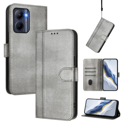 Line Splicing Buckle Retro Leather Phone Case, For Realme C33 2023 / 2022, For Realme 10T 5G / 10s 5G / 9i 5G Indian, For Realme GT3 5G / GT Neo 5 240W