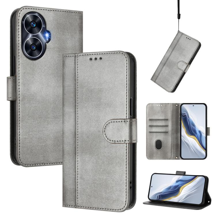 Line Splicing Buckle Retro Leather Phone Case, For Realme Narzo 60 Pro Global, For Realme C65 4G Global, For Realme C55 4G Global / Narzo N55