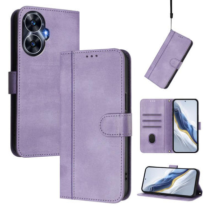 Line Splicing Buckle Retro Leather Phone Case, For Realme Narzo 60 Pro Global, For Realme C65 4G Global, For Realme C55 4G Global / Narzo N55