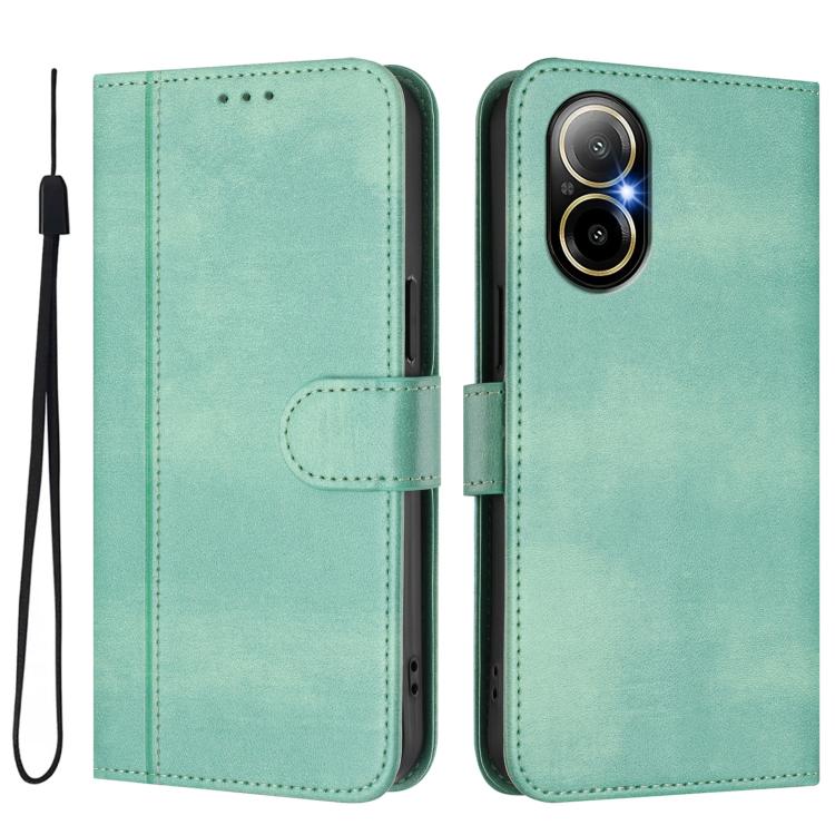 Line Splicing Buckle Retro Leather Phone Case, For Realme C67 4G / 12 Lite 4G Global, For Realme 12 Pro 5G / 12 Pro+ 5G Global, For Realme C53 4G Global / C51 4G