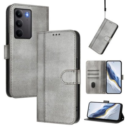 Line Splicing Buckle Retro Leather Phone Case, For Realme P3 Pro 5G Global, For Realme 14 Pro+ 5G, For Realme C75 4G / 14x 5G Global