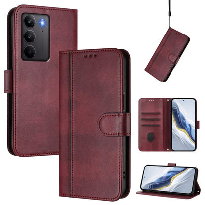 Line Splicing Buckle Retro Leather Phone Case, For Realme P3 Pro 5G Global, For Realme 14 Pro+ 5G, For Realme C75 4G / 14x 5G Global