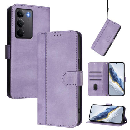Line Splicing Buckle Retro Leather Phone Case, For Realme P3 Pro 5G Global, For Realme 14 Pro+ 5G, For Realme C75 4G / 14x 5G Global