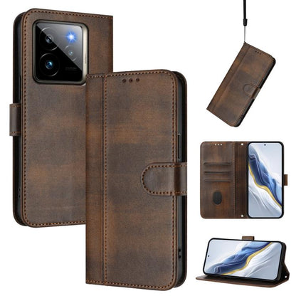 Line Splicing Buckle Retro Leather Phone Case, For Realme GT 7 Pro / GT7 Pro Racing, For Realme C63 5G Global, For Realme 12 5G / 12x 5G / C65 5G Global
