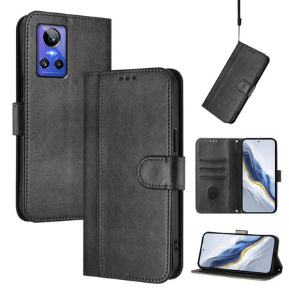 Line Splicing Buckle Retro Leather Phone Case, For Realme GT Neo 3, For Realme 9 Pro 5G Global / 9 5G EU Version, For Realme C20 / C11 2021 / C21