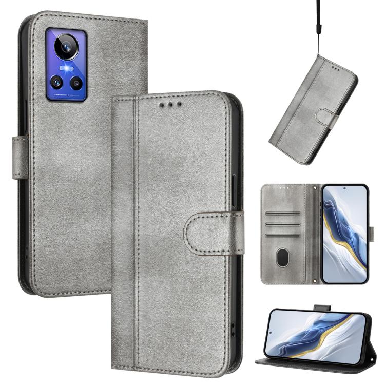 Line Splicing Buckle Retro Leather Phone Case, For Realme GT Neo 3, For Realme 9 Pro 5G Global / 9 5G EU Version, For Realme C20 / C11 2021 / C21