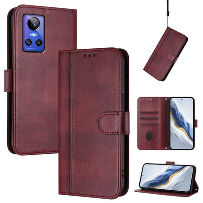 Line Splicing Buckle Retro Leather Phone Case, For Realme GT Neo 3, For Realme 9 Pro 5G Global / 9 5G EU Version, For Realme C20 / C11 2021 / C21