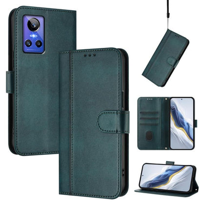 Line Splicing Buckle Retro Leather Phone Case, For Realme GT Neo 3, For Realme 9 Pro 5G Global / 9 5G EU Version, For Realme C20 / C11 2021 / C21