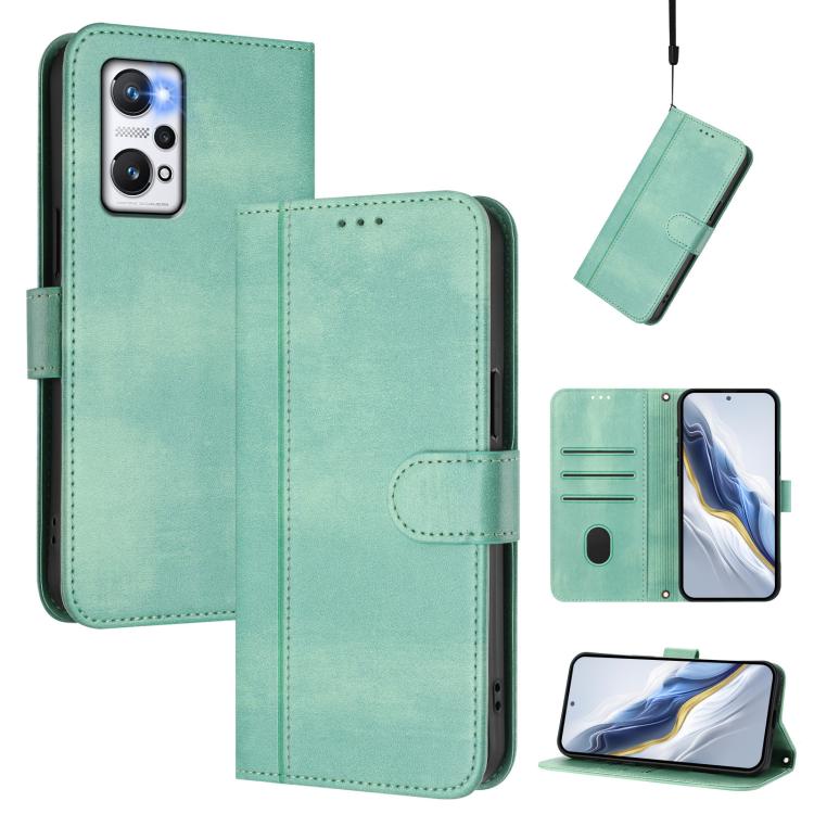 Line Splicing Buckle Retro Leather Phone Case, For Realme C30 4G / C30s / Narzo 50i Prime, For Realme GT Neo 3T, For Realme 9 Pro+ 5G / 9 4G Global