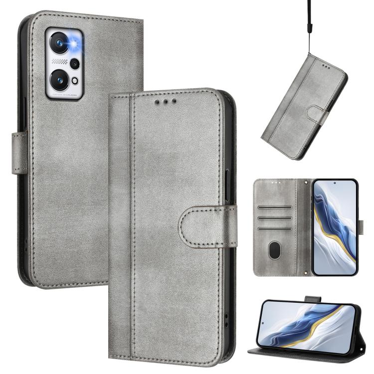 Line Splicing Buckle Retro Leather Phone Case, For Realme C30 4G / C30s / Narzo 50i Prime, For Realme GT Neo 3T, For Realme 9 Pro+ 5G / 9 4G Global