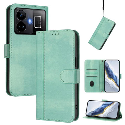 Line Splicing Buckle Retro Leather Phone Case, For Realme C33 2023 / 2022, For Realme 10T 5G / 10s 5G / 9i 5G Indian, For Realme GT3 5G / GT Neo 5 240W