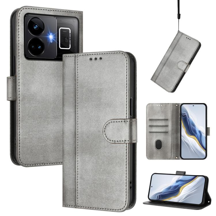 Line Splicing Buckle Retro Leather Phone Case, For Realme C33 2023 / 2022, For Realme 10T 5G / 10s 5G / 9i 5G Indian, For Realme GT3 5G / GT Neo 5 240W