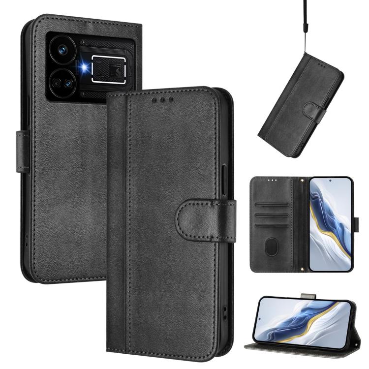 Line Splicing Buckle Retro Leather Phone Case, For Realme 11 5G Global / C67 5G India, For Realme 11 4G Global, For Realme GT5 240W / GT5