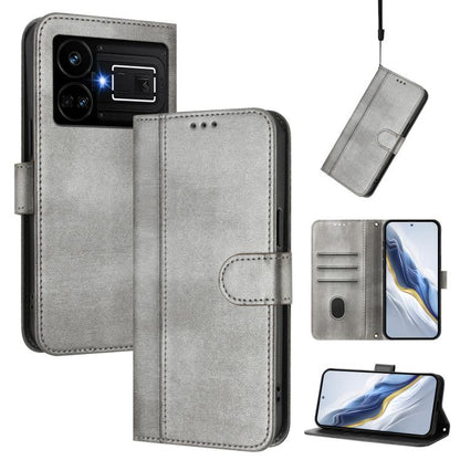 Line Splicing Buckle Retro Leather Phone Case, For Realme 11 5G Global / C67 5G India, For Realme 11 4G Global, For Realme GT5 240W / GT5