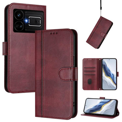 Line Splicing Buckle Retro Leather Phone Case, For Realme 11 5G Global / C67 5G India, For Realme 11 4G Global, For Realme GT5 240W / GT5