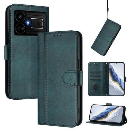 Line Splicing Buckle Retro Leather Phone Case, For Realme 11 5G Global / C67 5G India, For Realme 11 4G Global, For Realme GT5 240W / GT5